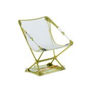 The NEMO Equipment Moonlite™ Elite Reclining Backpacking Chair features a mesh seat and yellow frame, set on a square base against a white background. Lightweight and portable, it's perfect for camping.
